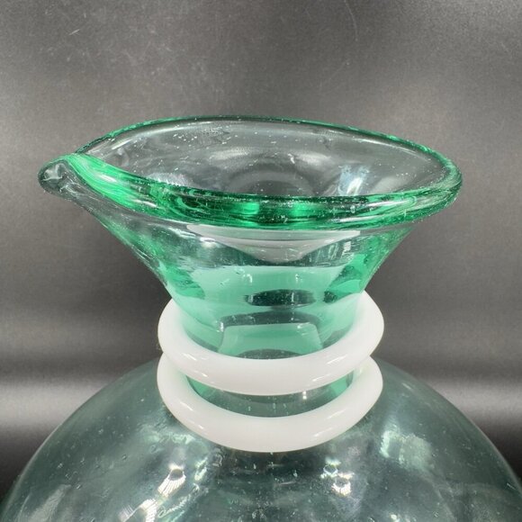 Paola Navone Riviera Crate And Barrel Glass Vase Carafe Decanter Green Signed - Picture 5 of 14
